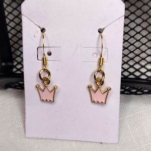 Pink Crown Earrings